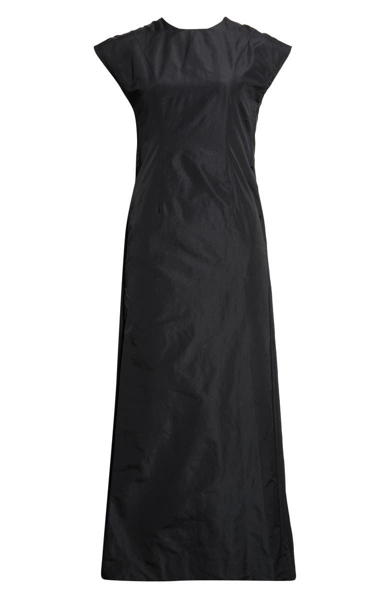 Simone Rocha Fitted Back Ruched Detail Chain Taffeta Maxi Dress, Alternate, color, Black