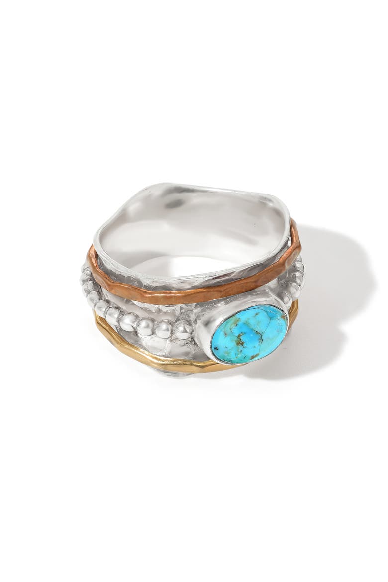 Turquoise Silver Plated Statement Ring, Alternate, color, BLUE