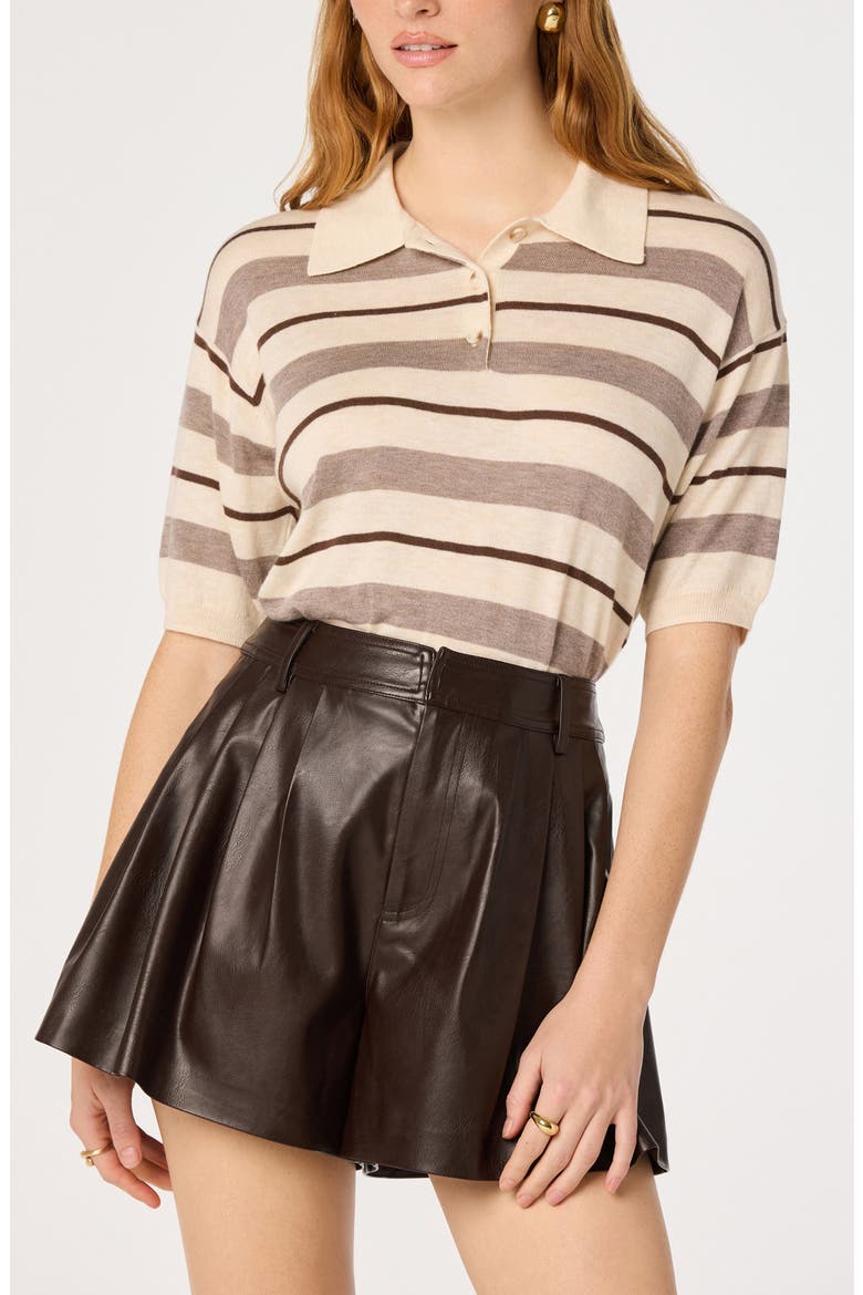 Atherton Faux Leather Shorts, Alternate, color, BROWN