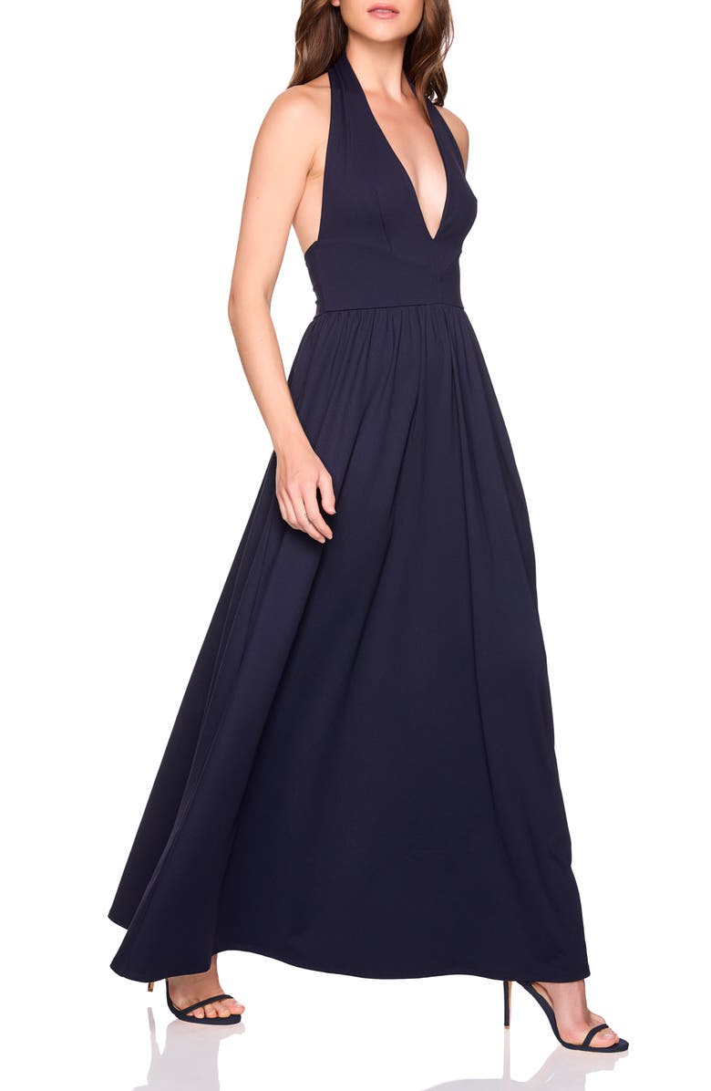 Susana Monaco Halter Neck Maxi Dress, Alternate, color, Midnight