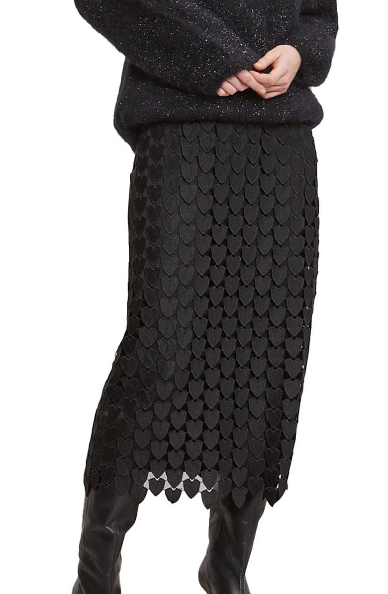 ottod'Ame Midi Skirt With 3D Effect, Main, color, Black