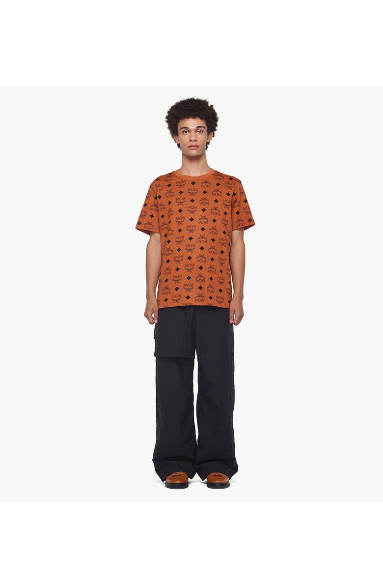 MCM Maxi Monogram Print T-Shirt in Organic Cotton, Alternate, color, Cognac