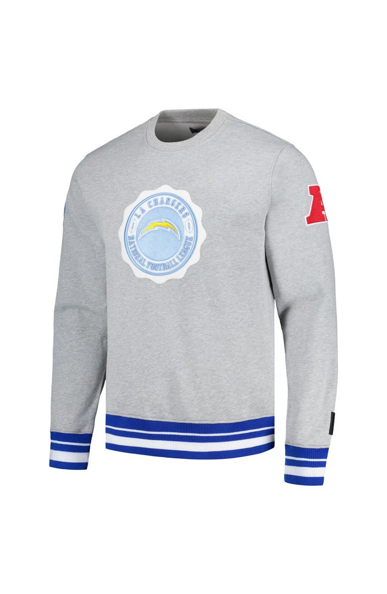 PRO STANDARD Men's Pro Standard Heather Gray Los Angeles Chargers Crest Emblem Pullover Sweatshirt, Alternate, color, Heather Gray