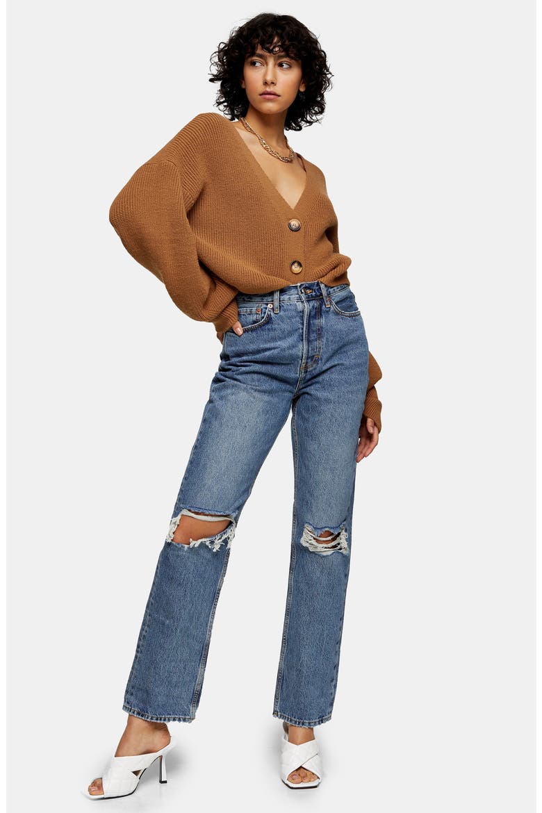 Ripped Dad Jeans, Alternate, color, MID DENIM