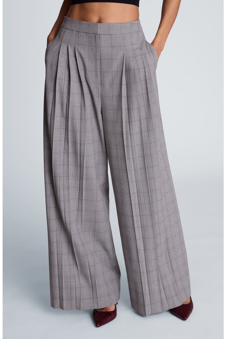 High Waist Triple Pleat Wide Leg Pants, Main, color, LIGHT MED BARK MULTI