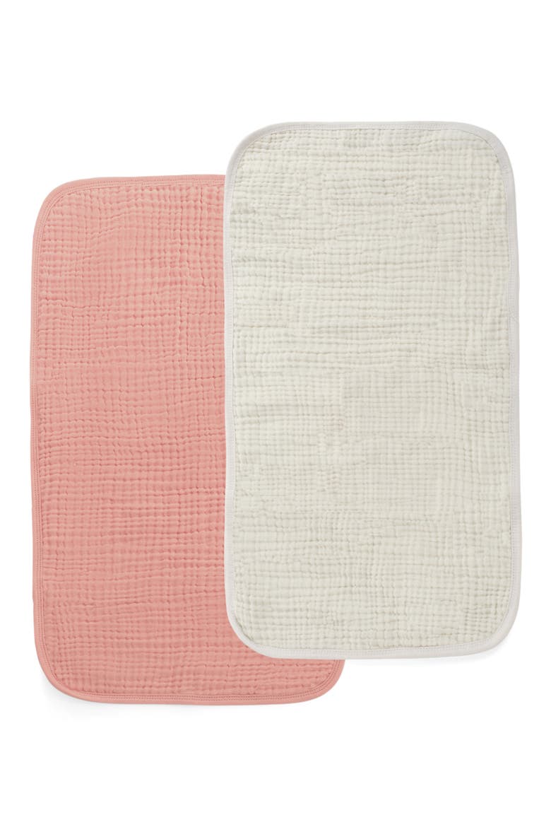 2-Pack Organic Cotton Muslin Burp Cloths, Main, color, EGGSHELL/ ROSE