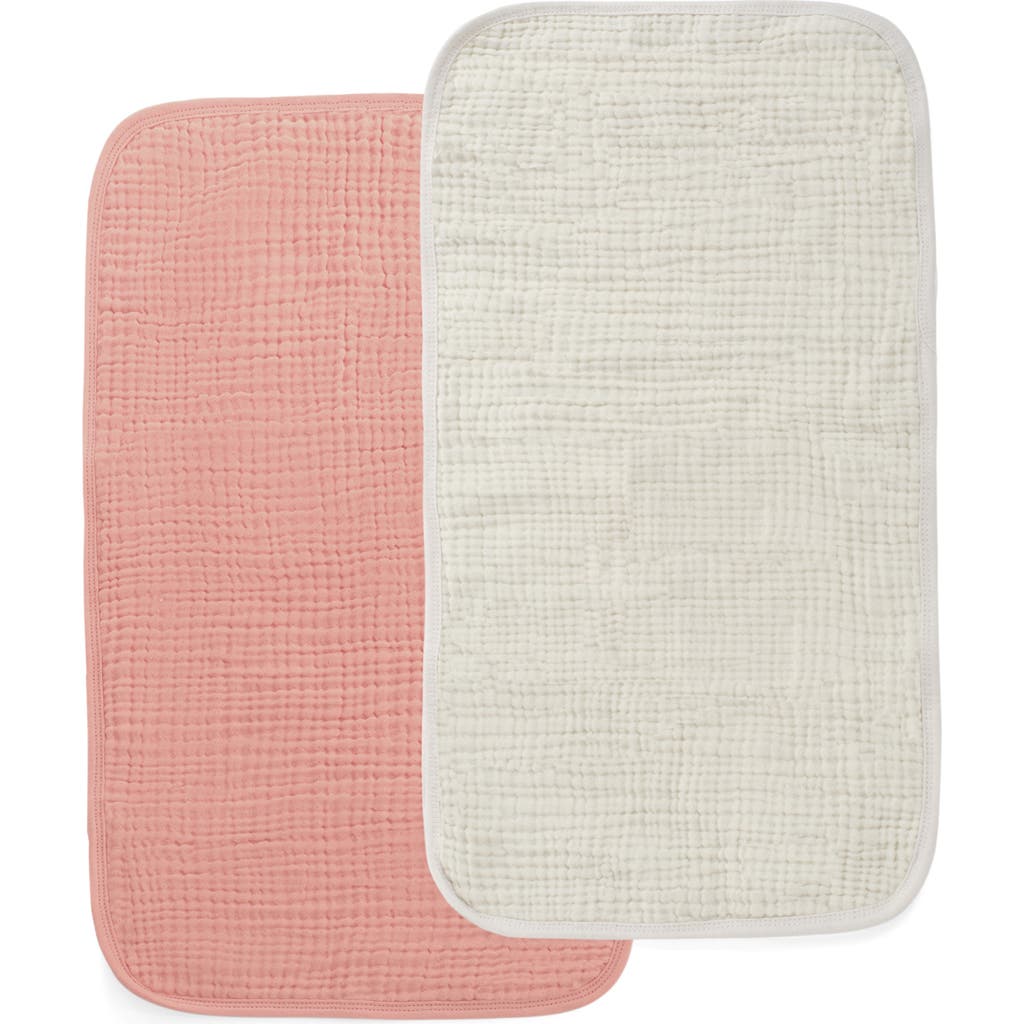 Oilo 2-Pack Organic Cotton Muslin Burp Cloths in Eggshell/Rose  product