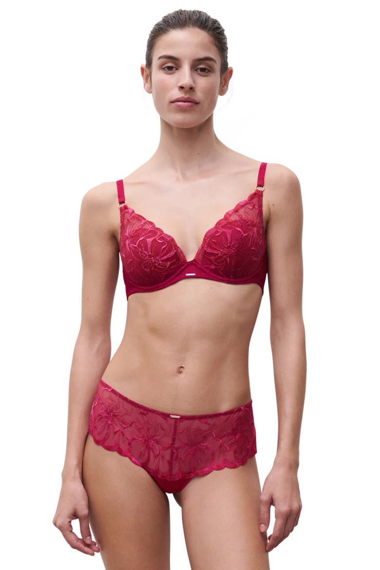 Fleurs Hipster Tanga, Alternate, color, CANDY APPLE SHADES