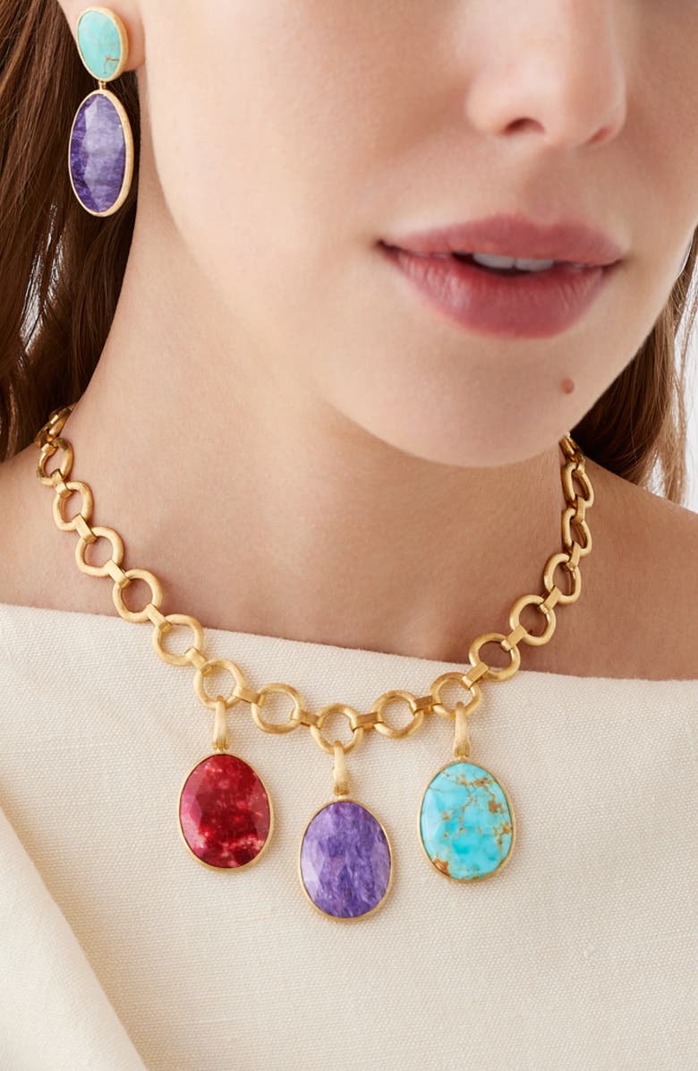 Marco Bicego 18K Gold Lunaria Turquoise Pendant, Alternate, color, Gold