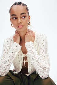 H&M Pointelle-knit tie-front cardigan
