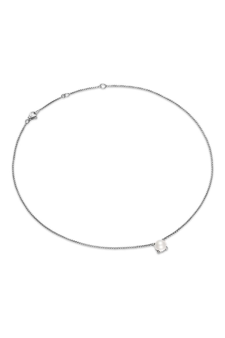 Pearl Classics Necklace with Diamonds, 6.5mm, Alternate, color, SILVER PAVE