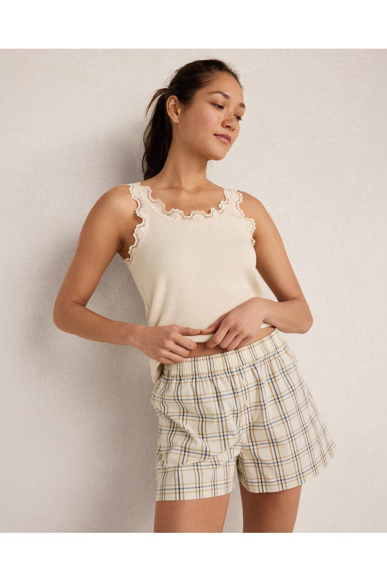 Resti Organic Cotton Poplin Plaid Boxer Shorts, Main, color, Plaid Full Moon Multi