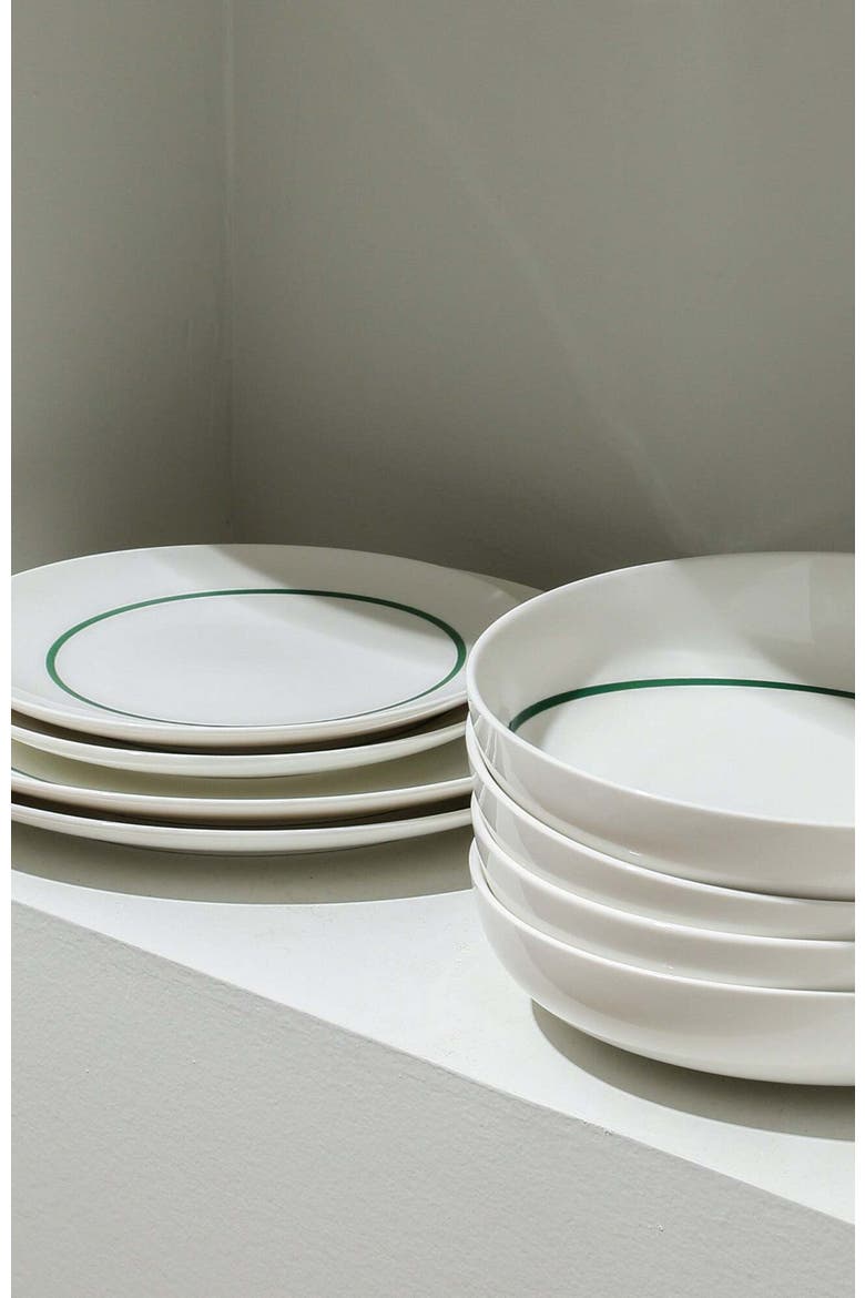 Luna Porcelain 12-Piece Dinnerware Set, Alternate, color, Green