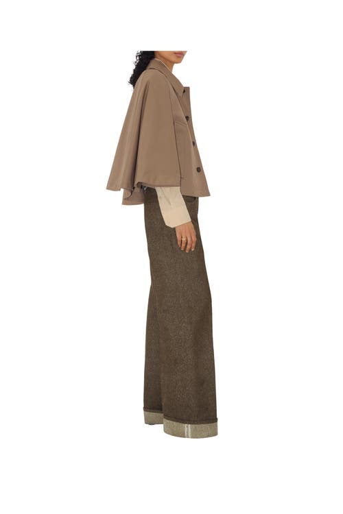 Burberry Cropped Cotton Twill Cape In Trail