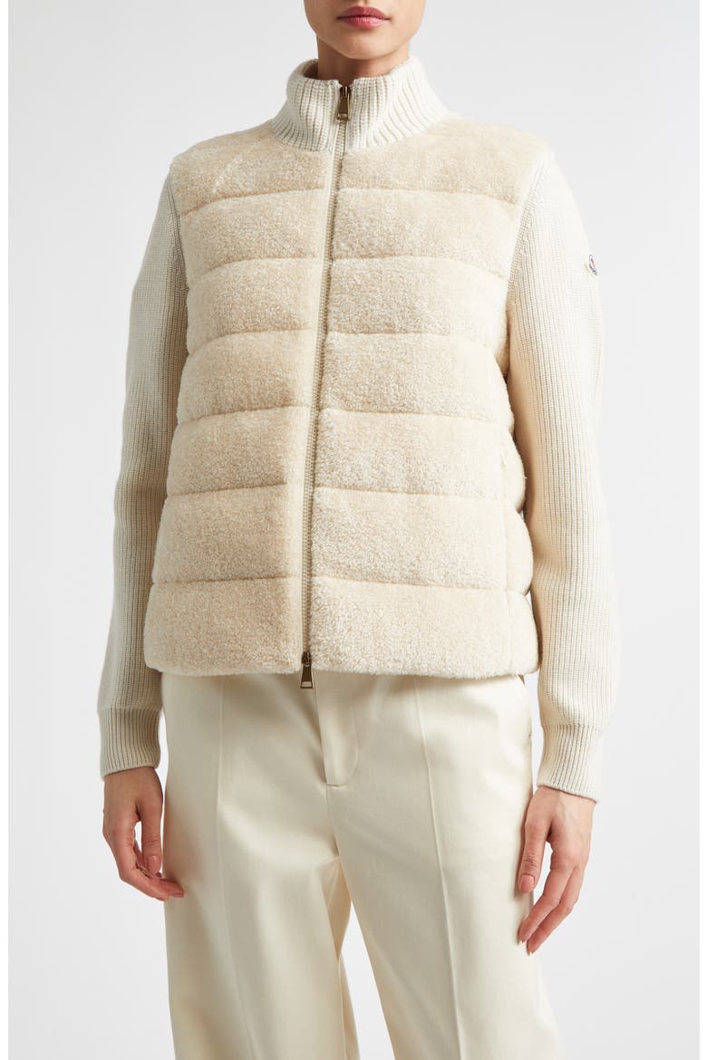 Teddy & Merino Wool Down Zip Cardigan, Main, color, IVORY