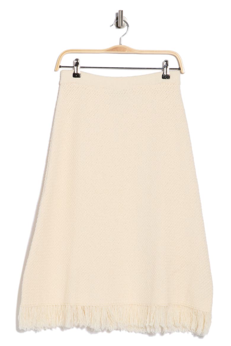 Fringe Waffle Knit Midi Skirt, Alternate, color, CREAM
