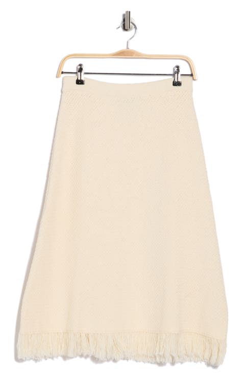Fringe Waffle Knit Midi Skirt