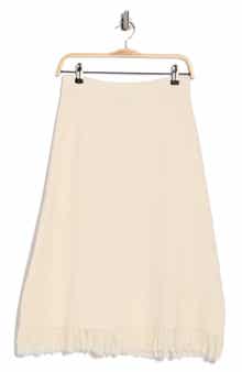 Adrianna Papell Fringe Waffle Knit Midi Skirt