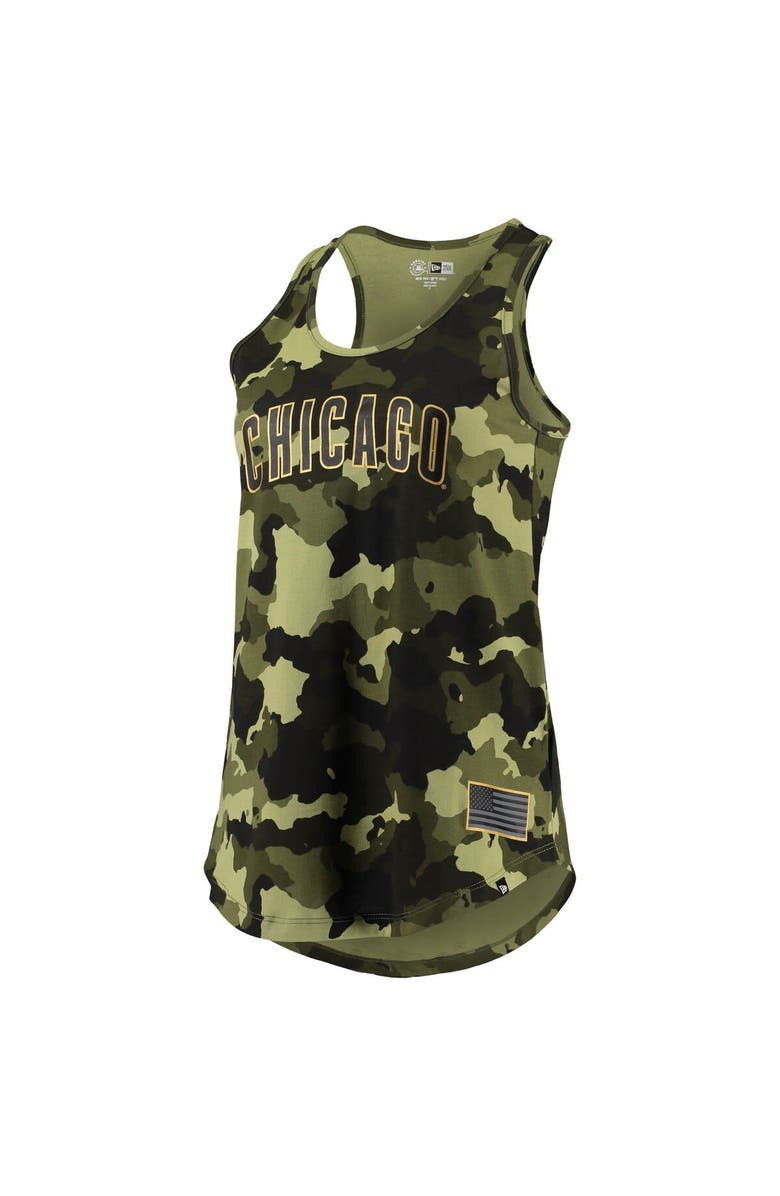 New Era Women's New Era Green Chicago Cubs 2022 MLB Armed Forces Day Camo Racerback Tank Top, Alternate, color, Green