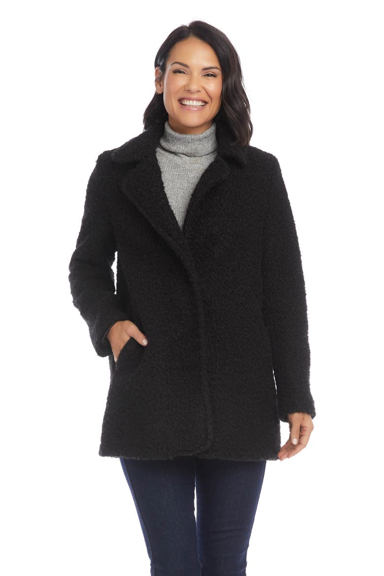 Bouclé Coat, Alternate, color, BLACK
