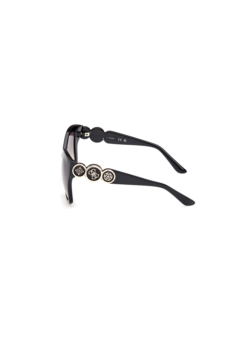 Medallion Temple Butterfly Sunglasses, Alternate, color, Black / Gradient Smoke