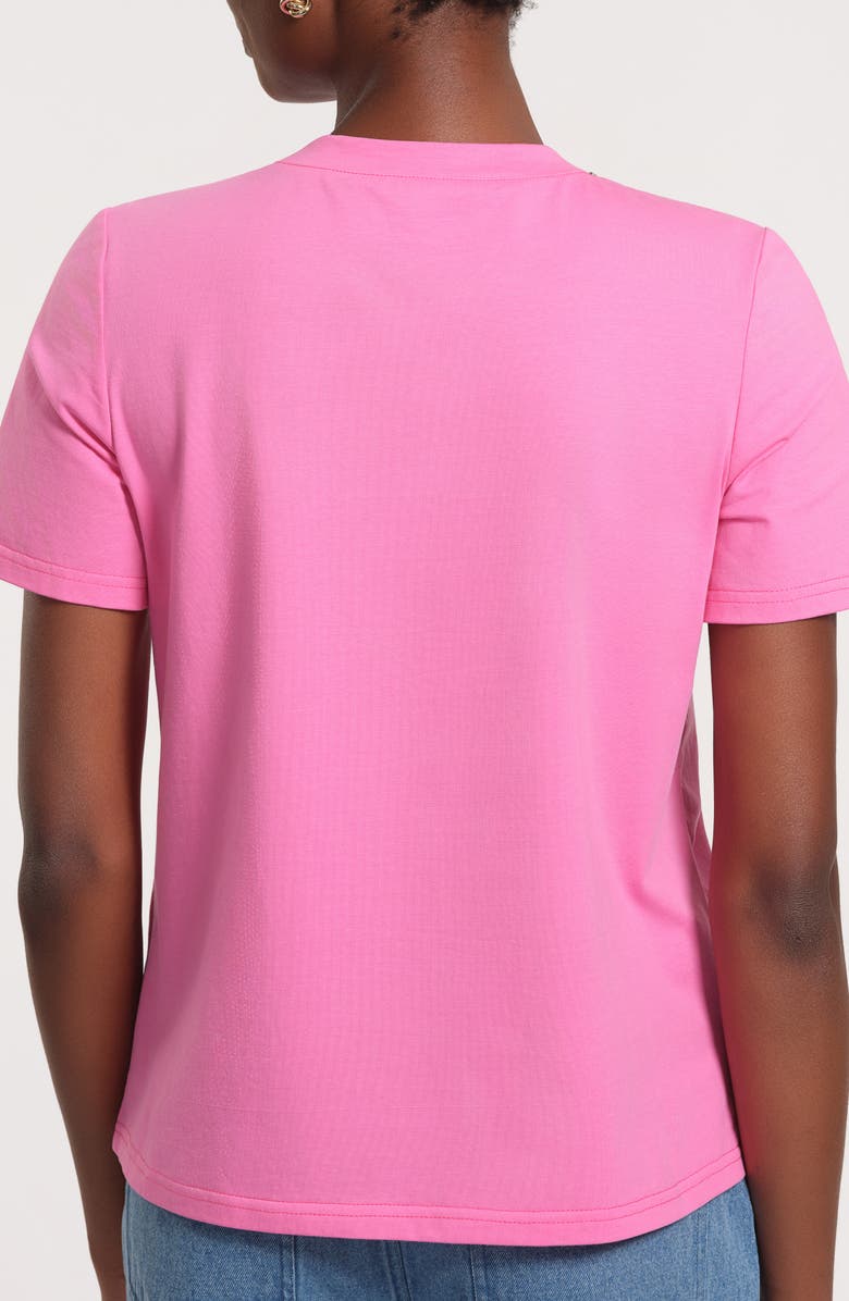 Isaac Mizrahi New York Necklace Embellished Stretch Cotton T-Shirt, Alternate, color, 