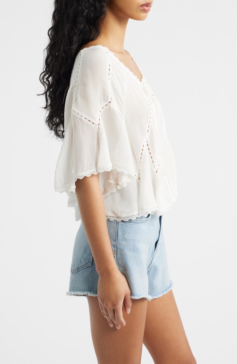Free People Michelle Lace Trim Top, Alternate, color, Clean Ivory