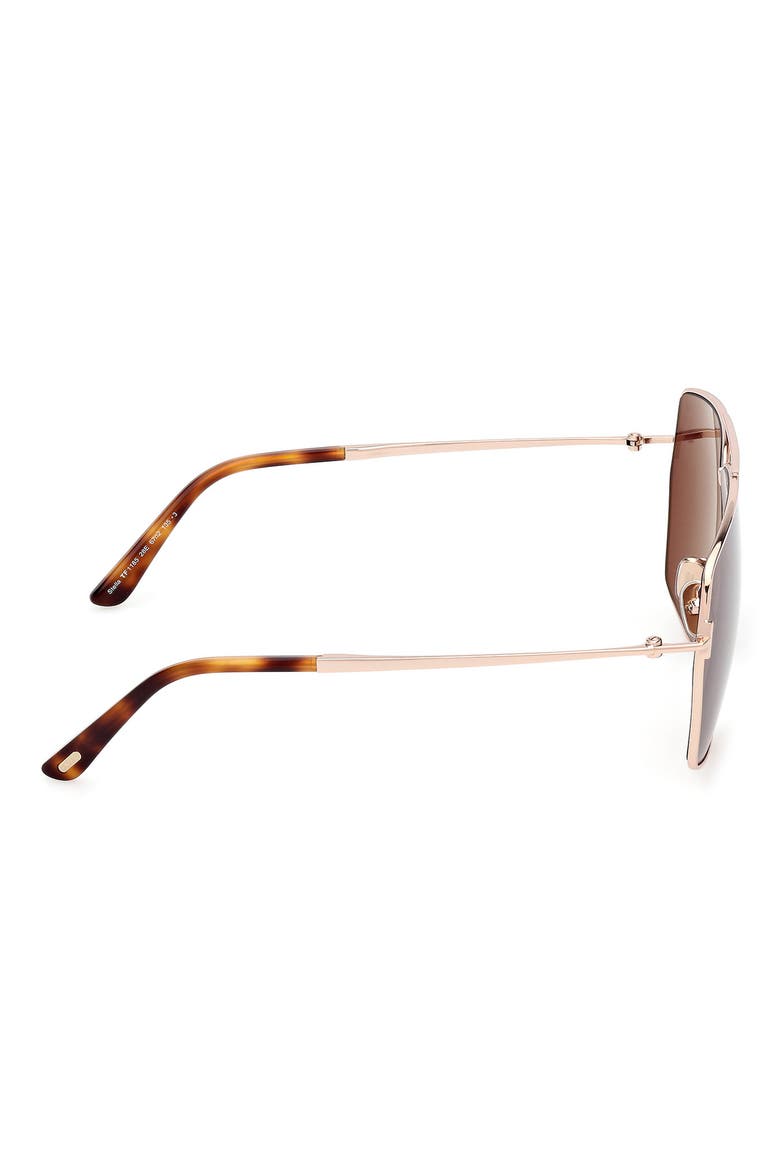 Stella 67mm Oversize Navigator Sunglasses, Alternate, color, ROSE GOLD/ SHINY HAVANA/ BROWN
