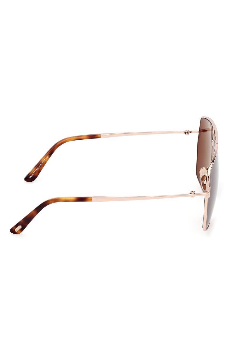 TOM FORD Stella 67mm Oversize Navigator Sunglasses, Alternate, color, Rose Gold/ Shiny Havana/ Brown
