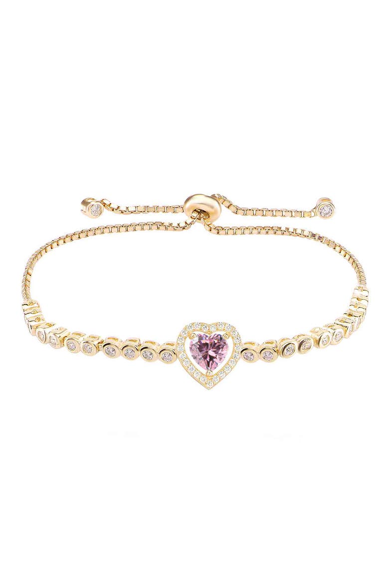 14K Gold Plated Sterling Silver CZ Heart Tennis Bracelet, Main, color, GOLD