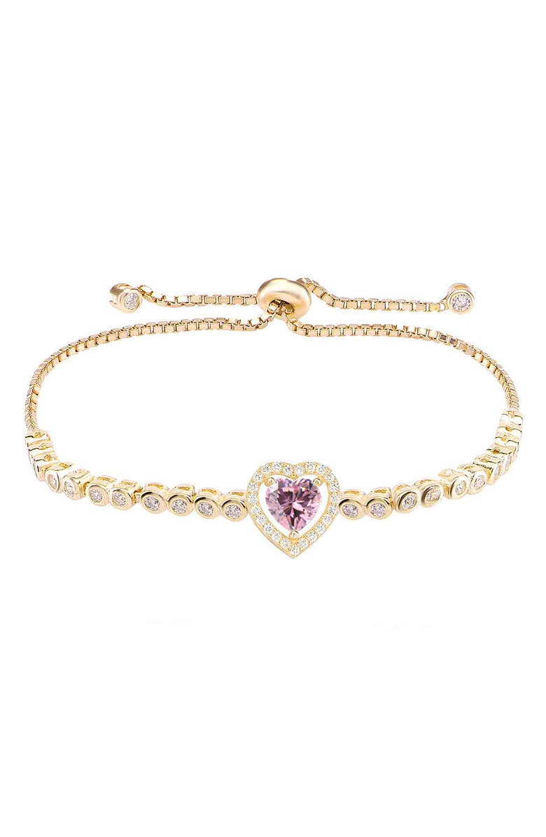 GABI RIELLE 14K Gold Plated Sterling Silver CZ Heart Tennis Bracelet, Main, color, Gold