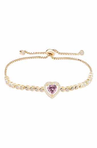GABI RIELLE 14K Gold Plated Sterling Silver CZ Heart Tennis Bracelet