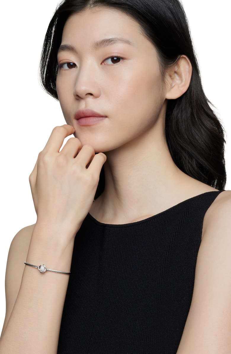 David Yurman Infinity Bracelet in Sterling Silver with Diamonds, 3mm, Alternate, color, 