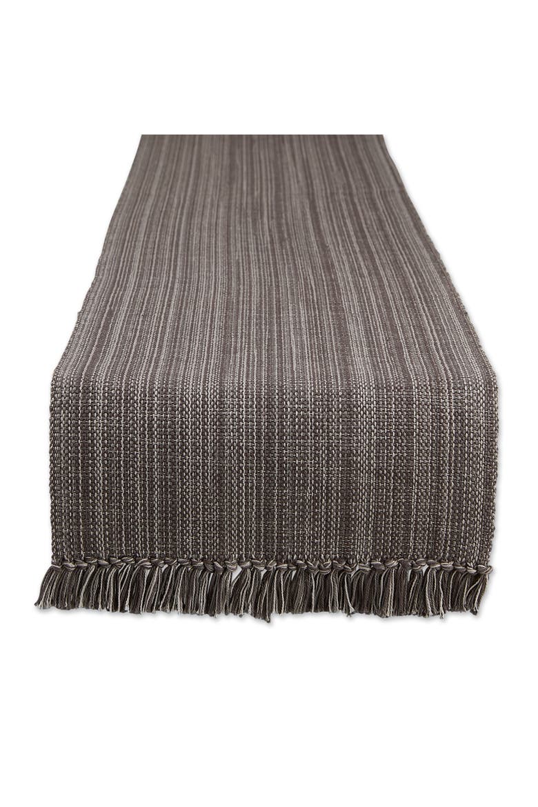 Variegated Fringe Table Runner, Main, color, Gray
