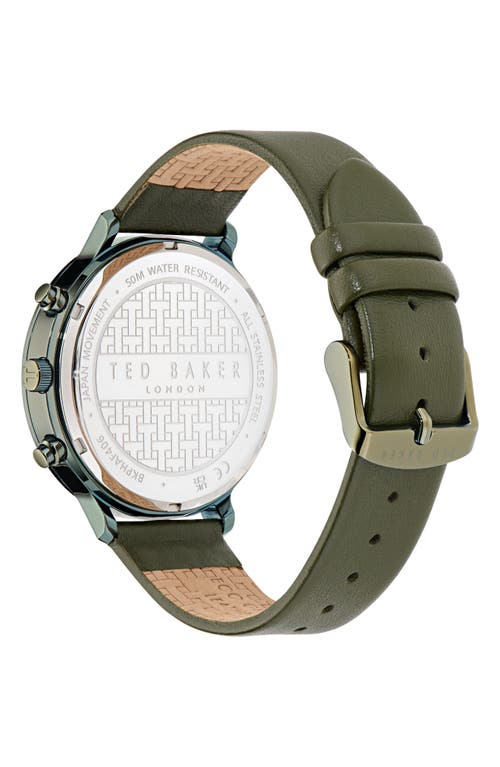 Ted Baker Haarvin Chronograph Leather Strap Watch, 44mm In Green