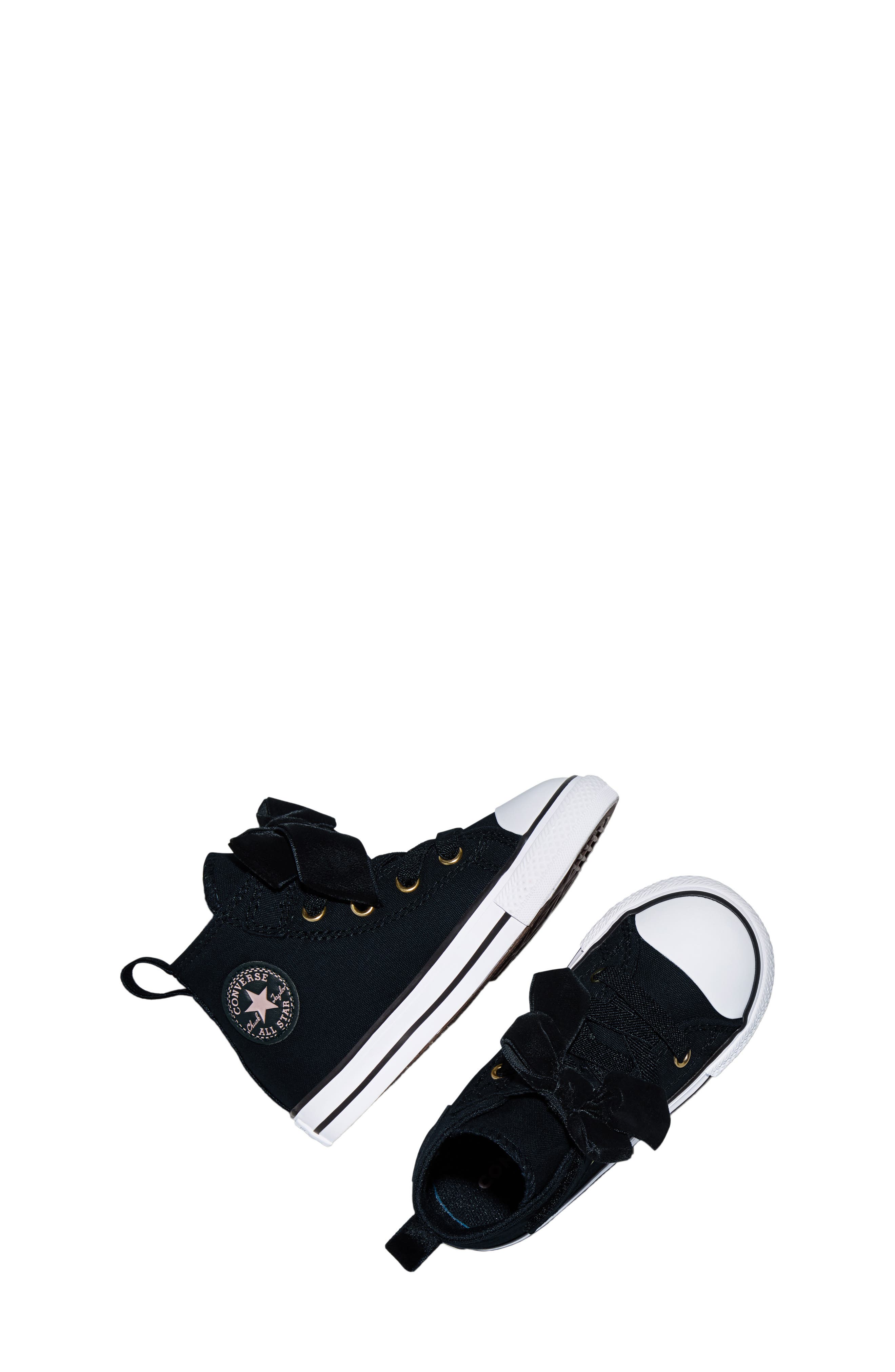 Kids' Chuck Taylor All Star Easy-On Bow High Top Sneaker, Alternate, color, BLACK/ WHITE/ PETAL PIT