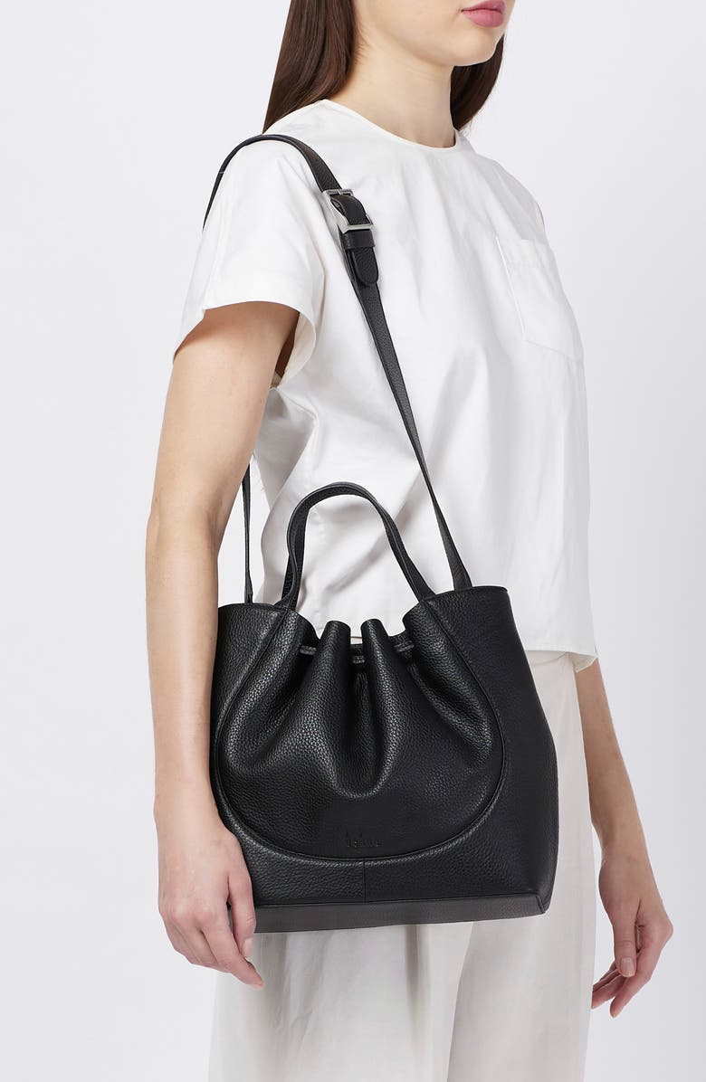 behno Katrina Pebble Leather Satchel, Alternate, color, Black Leather