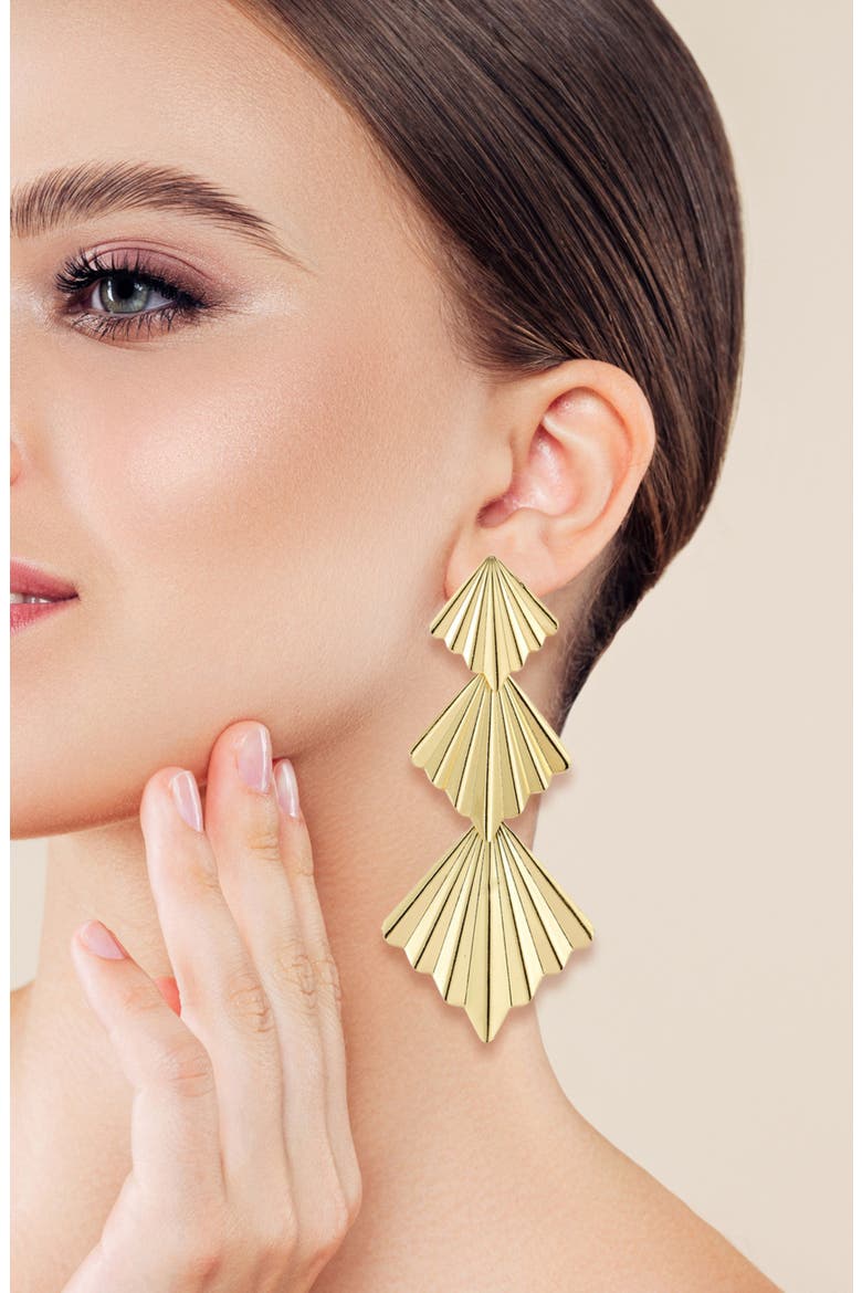 Textured Fan Drop Earrings, Alternate, color, GOLD