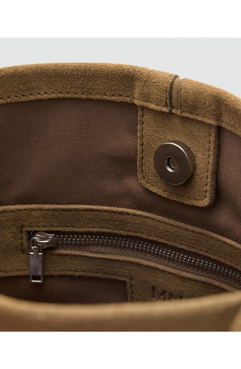 MANGO Leather Bucket Bag, Alternate, color, Tobacco Brown