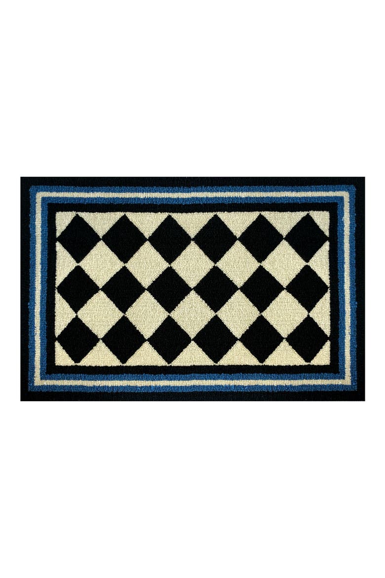 Harlequin Checkered Doormat, Main, color, BLUE/ WHITE/ BLACK