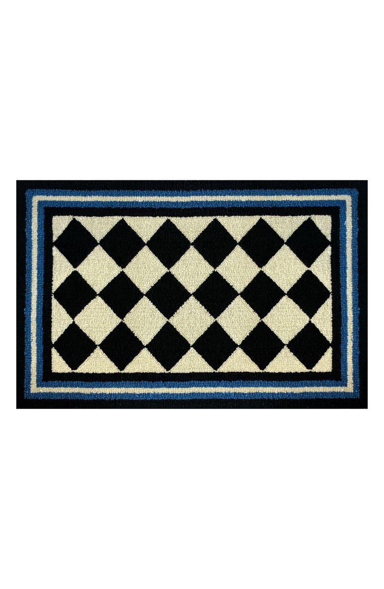 R16 HOME Harlequin Checkered Doormat, Main, color, Blue/ White/ Black