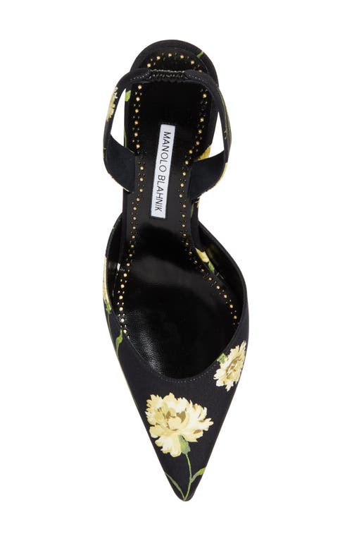 MANOLO BLAHNIK MANOLO BLAHNIK CAROLYNE FLORAL POINTED TOE SLINGBACK PUMP