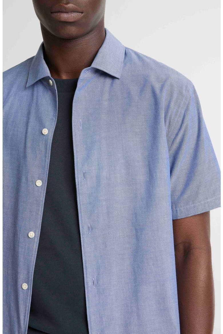Lightweight Short Sleeve Cotton Chambray Button-Up Shirt, Alternate, color, INDIGO