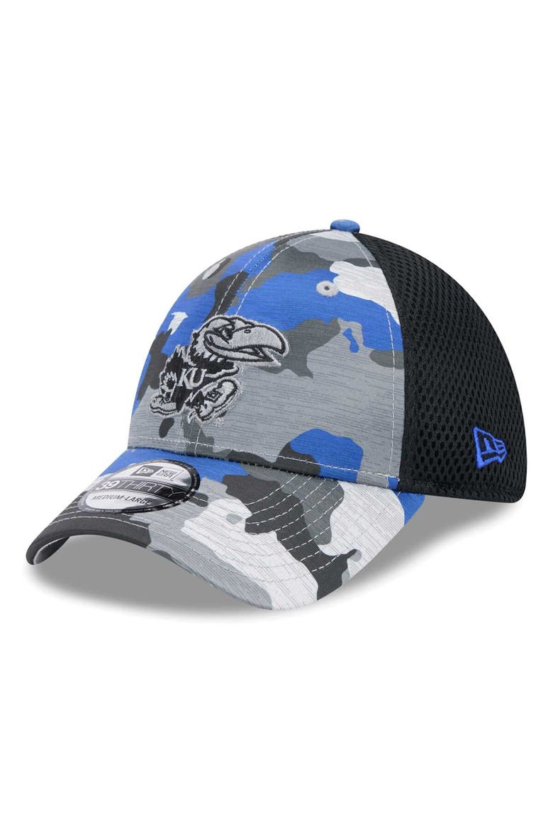 Men's New Era Camo/Black Kansas Jayhawks Active 39THIRTY Flex Hat, Main, color, Camo