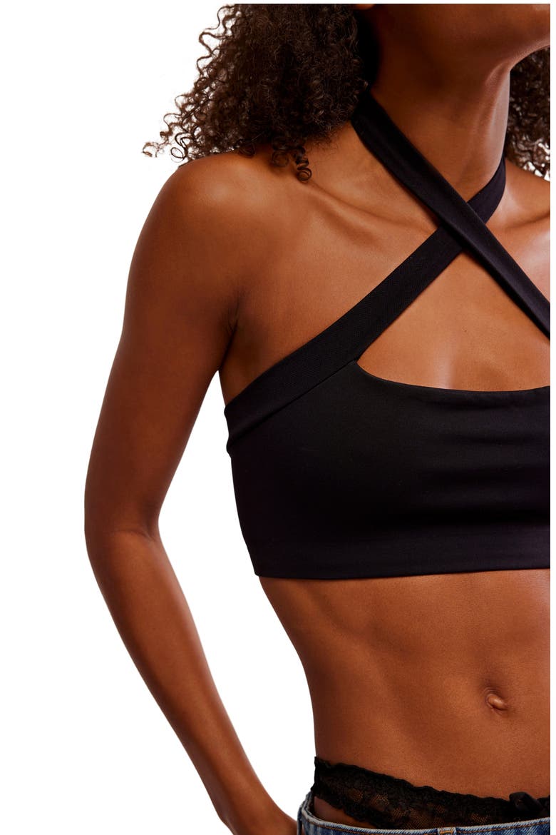 Margo Seamless Halter Bralette, Alternate, color, BLACK