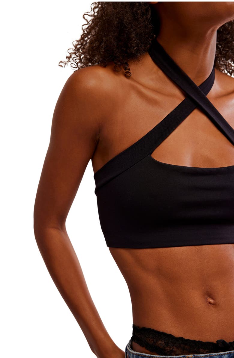 Free People Margo Seamless Halter Bralette, Alternate, color, Black