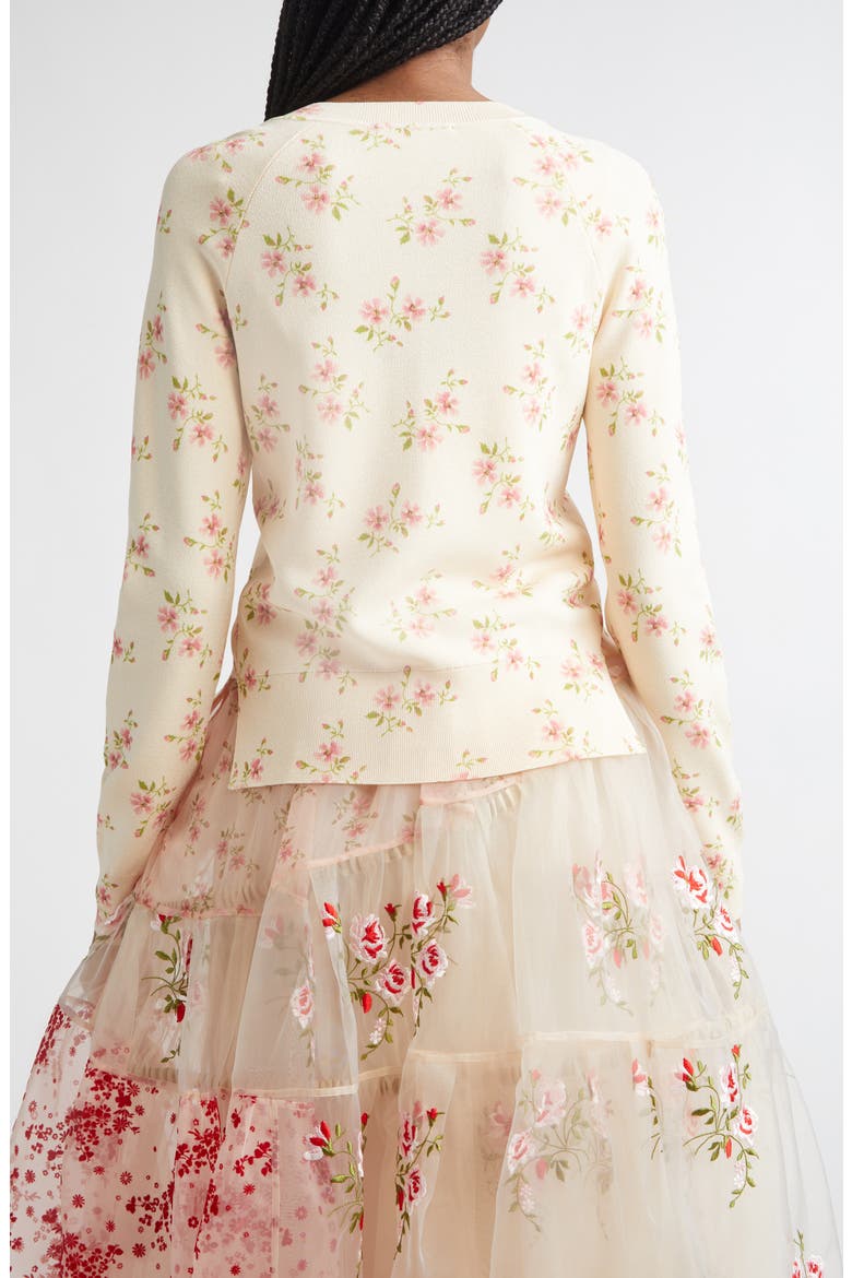 Shrunken Tiny Flower Cardigan, Alternate, color, CREAM FLORAL