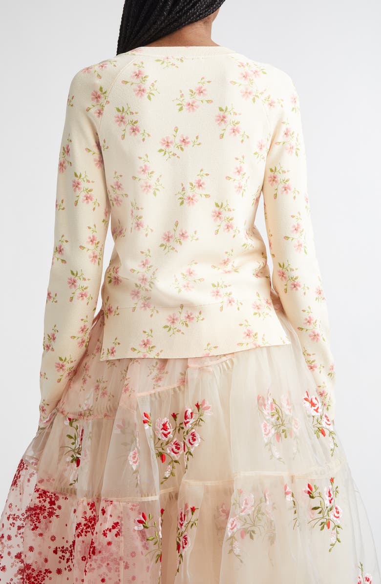 Simone Rocha Shrunken Tiny Flower Cardigan, Alternate, color, Cream Floral
