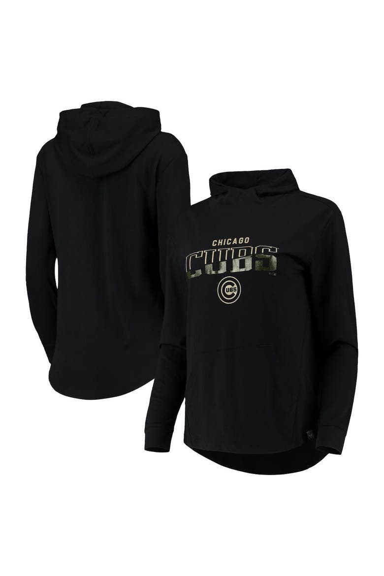 Women's Levelwear Black Chicago Cubs Vivid Scuba Neck Pullover Hoodie, Main, color, Black