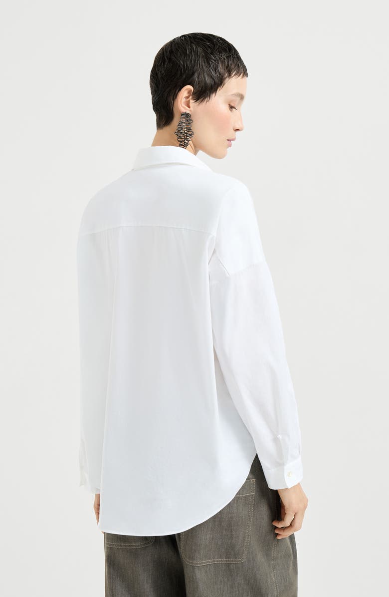 Brunello Cucinelli Stretch poplin shirt with monili, Alternate, color, White